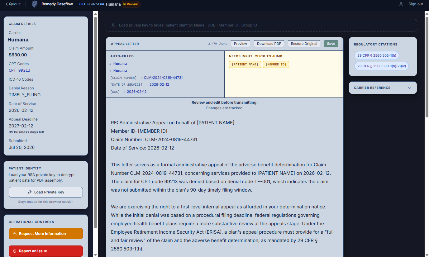 Caseflow appeal review screen