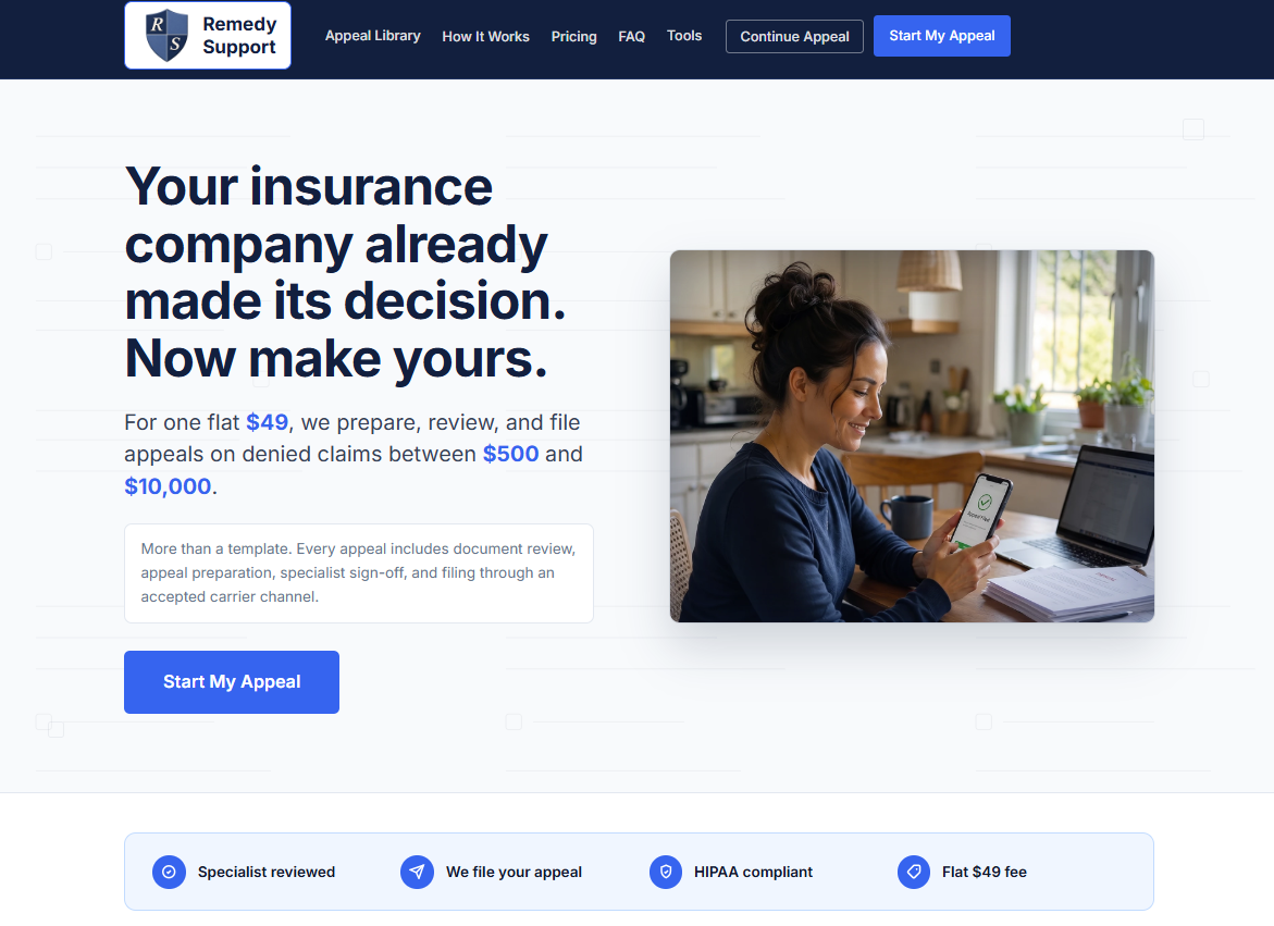 Remedy Support homepage