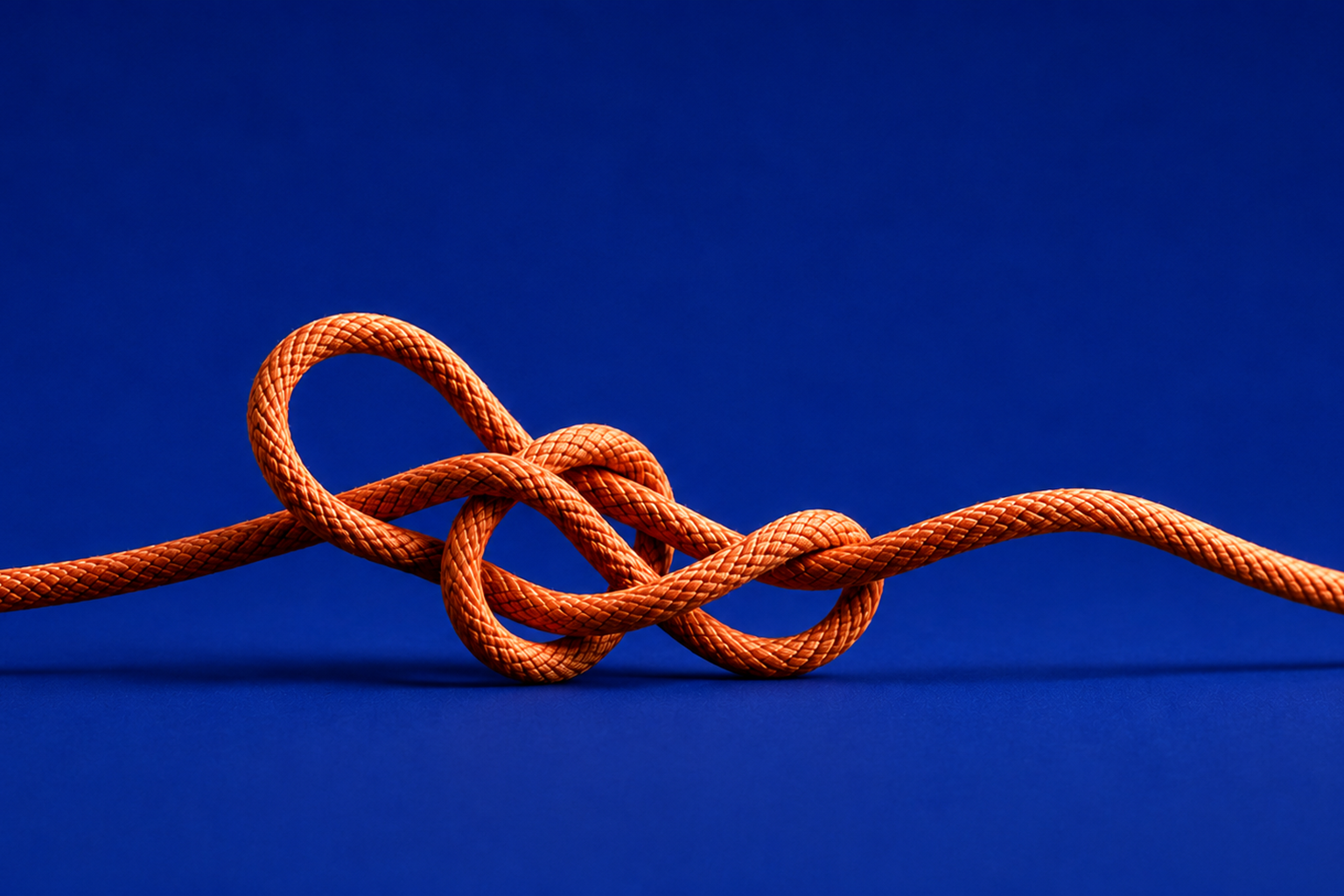 A length of orange cord looping into repeated coils against a navy background, representing the repetitive work that bogs down a small business.